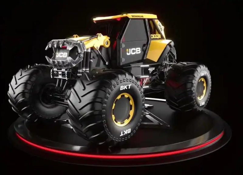 Retroescavadeira JCB é transformada em caminhonete monstro nos Estados Unidos
